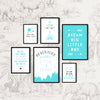 Teal Grey and White Nursery Prints