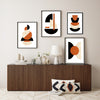 4pc Orange and Black Wall Art