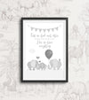 elephant nursery quote in grey with first we had each other