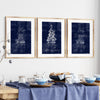 set of 3 blue Christmas art