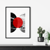 red and black circle print