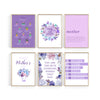 set of 6 mother's day quotes in purple