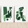 Set of 2 Green Geometric Art