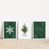 set of 3 print green christmas decorations