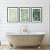 Set of 3 Green Brushed Leaves Wall Art