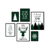 set of 6 green christmas art