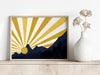 Blue and Mustard Yellow Sunburst Print