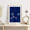 Navy Dandelion Flower Art Print Set of 3