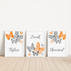 Set of 3 Orange and Grey Bathroom Wall Art