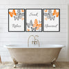 Set of 3 Orange and Grey Bathroom Wall Art