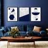 Set of 3 Blue and Grey Geometric Wall Art