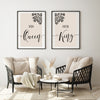 Set of 2 Black and Beige Over the Bed Wall Art