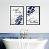 set of 2 navy blue bathroom printables