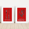 Set of 2 Red and Black Kitchen Prints