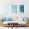 set of 3 teal beach house art