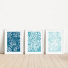 3pc set teal botanical wall art 