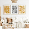 Ochre and Grey Wall Art set of 3 Prints