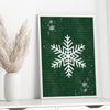 snowflake green Christmas wall art